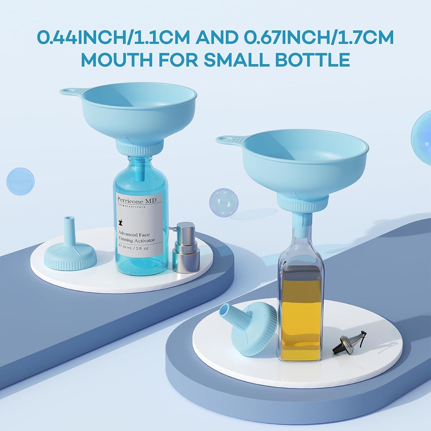 Embudo Versátil Pisol con 5 Tamaños y 2 Coladores, Azul