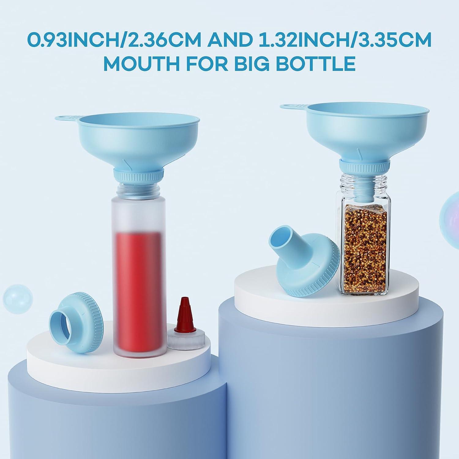 Embudo Versátil Pisol con 5 Tamaños y 2 Coladores, Azul