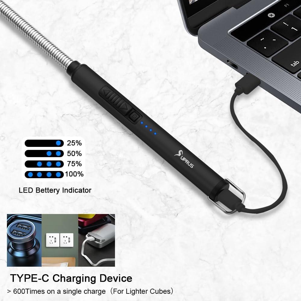 Encendedor Eléctrico SUPRUS Recargable USB 10.4 cm Negro