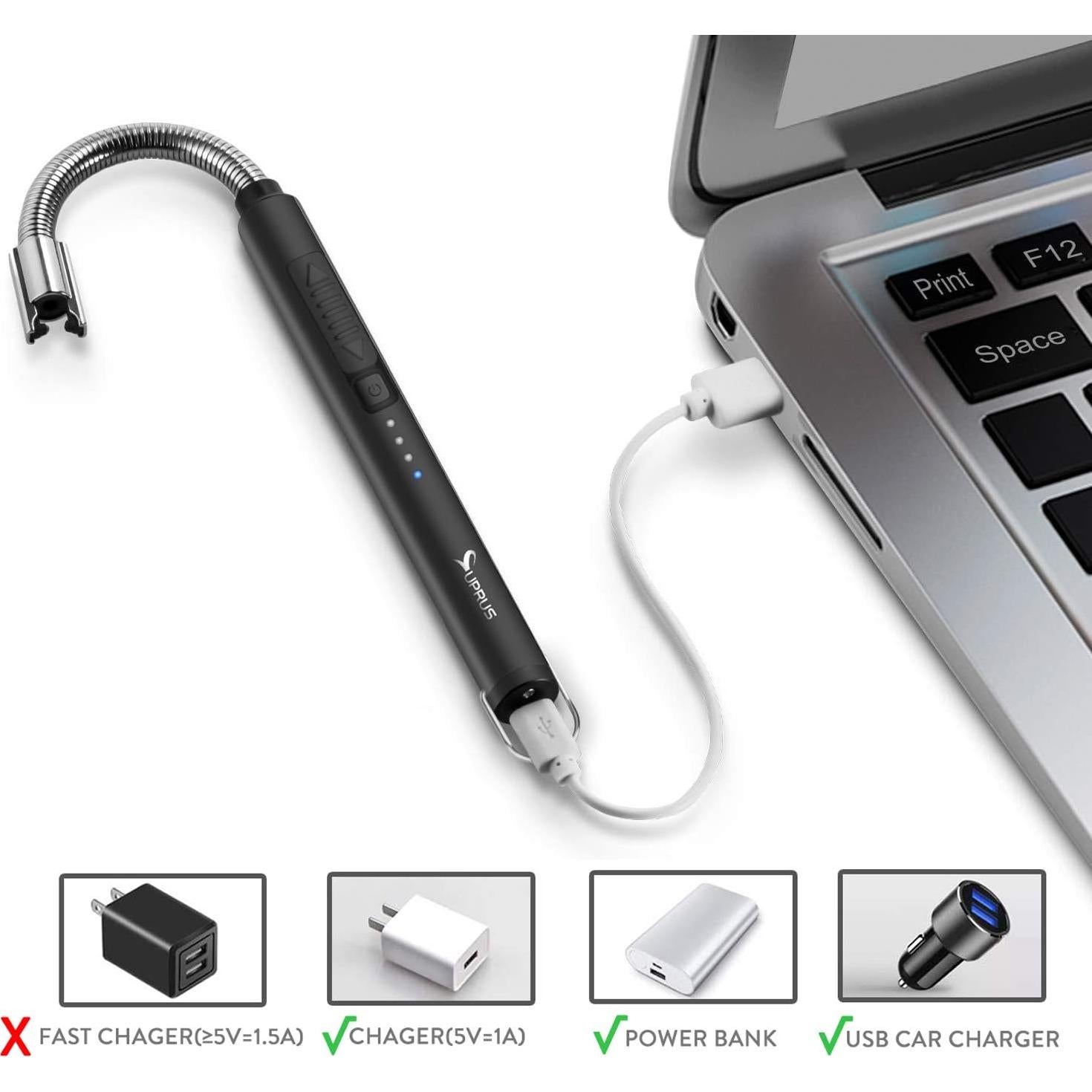 Encendedor Eléctrico SUPRUS Recargable USB 10.4 cm Negro