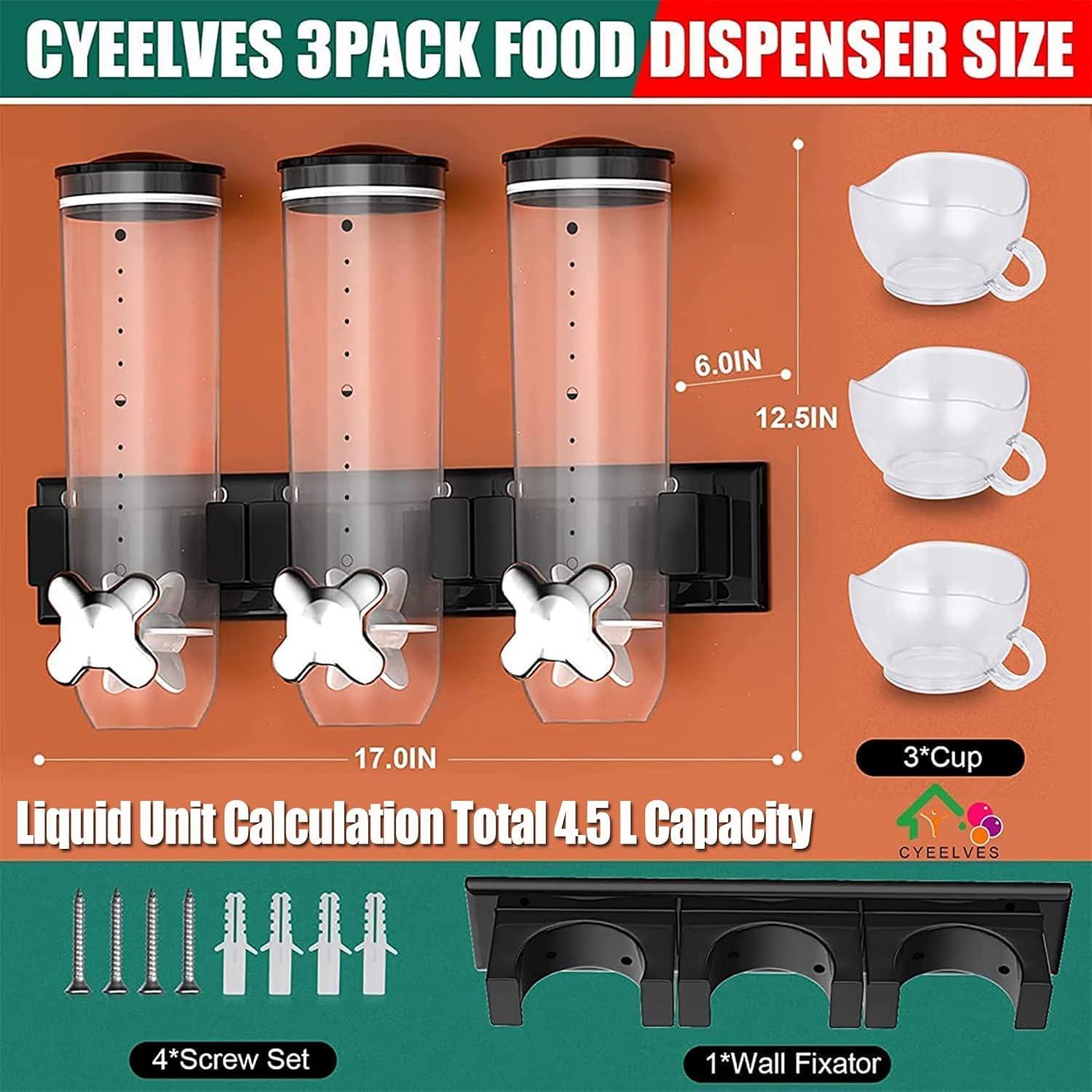 Dispensador de Comida Triple Cyeelves 4.5L Montado en Pared