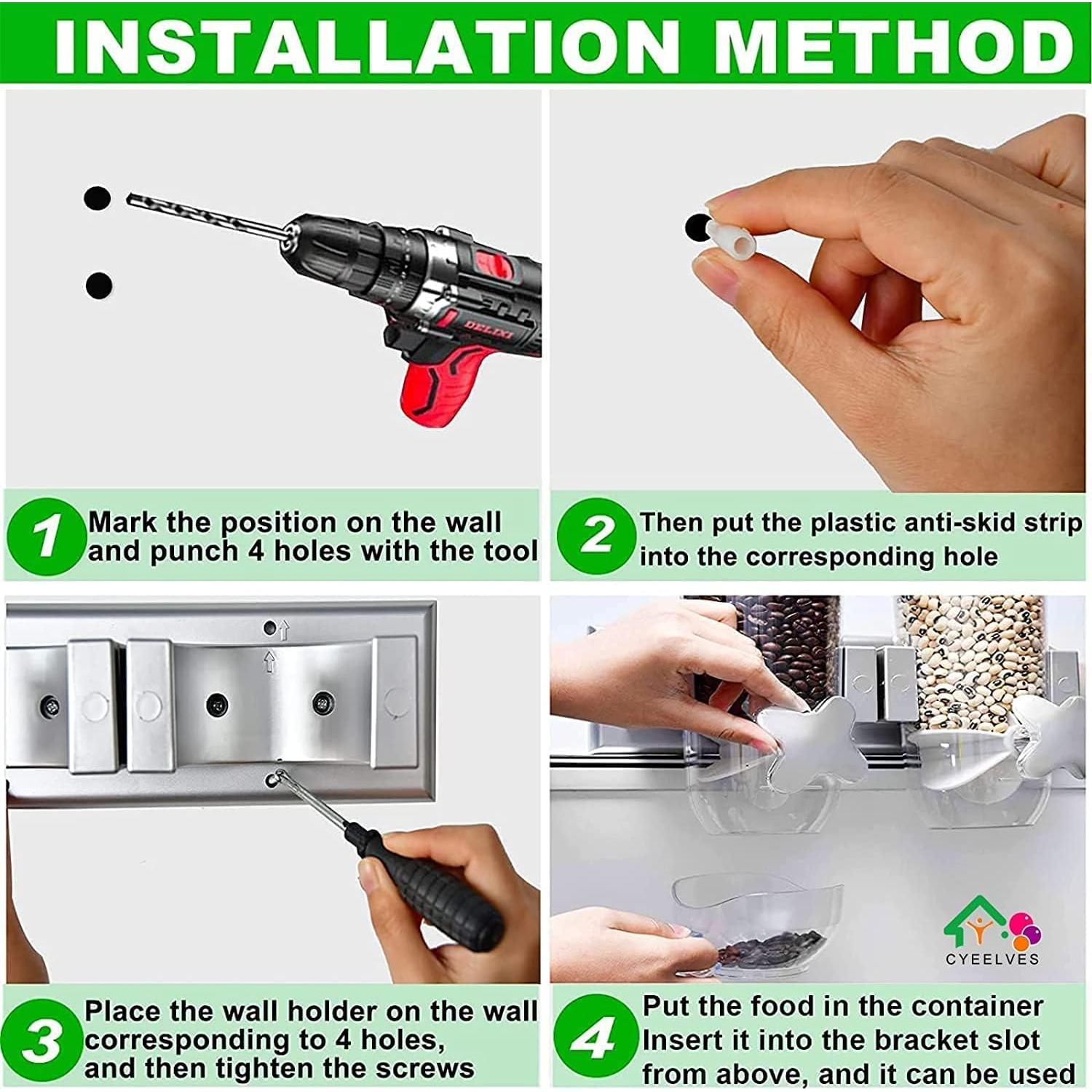 Dispensador de Comida Triple Cyeelves 4.5L Montado en Pared