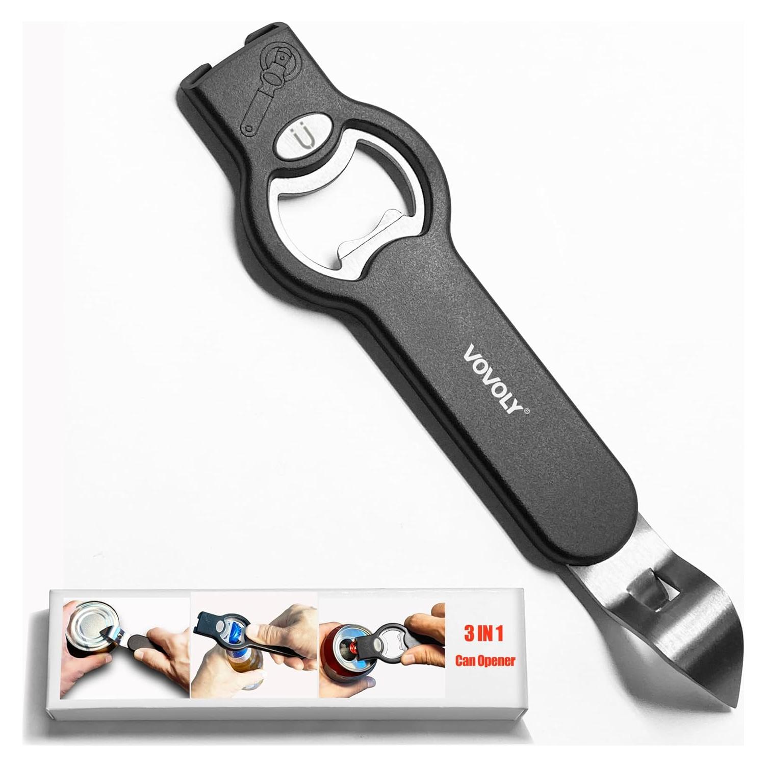 Abrebotellas y abridor de latas Vovoly 3 en 1 magnético negro