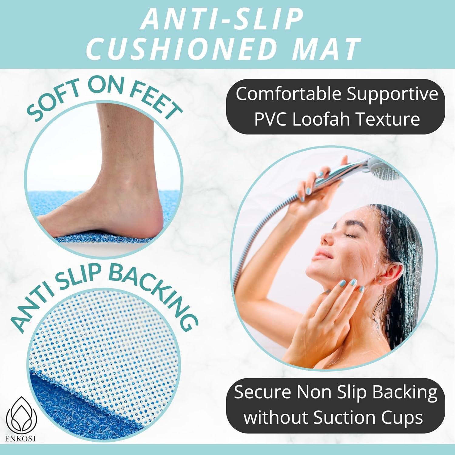 Alfombrilla de Ducha Antideslizante Enkosi 61x41 cm Azul Aqua