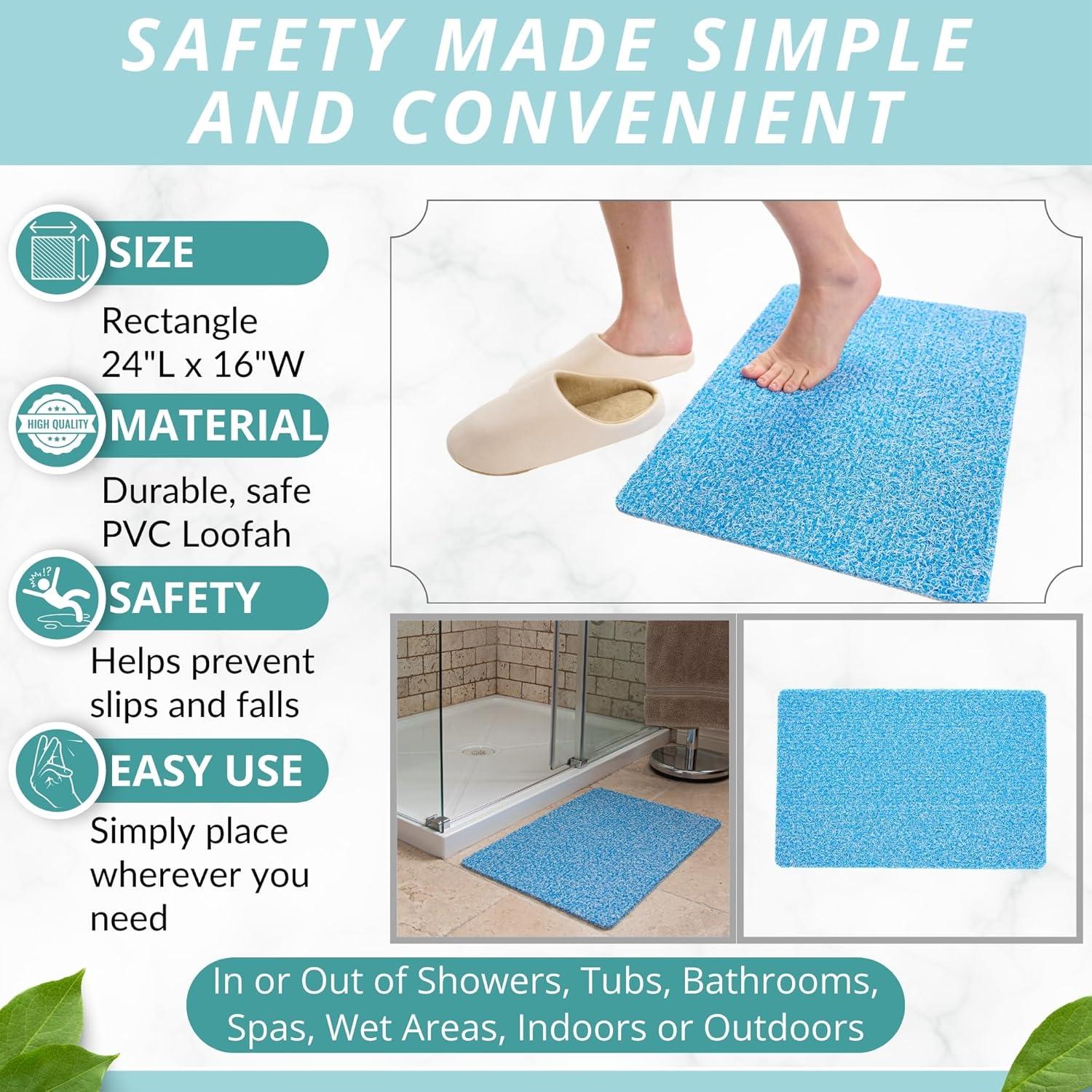 Alfombrilla de Ducha Antideslizante Enkosi 61x41 cm Azul Aqua