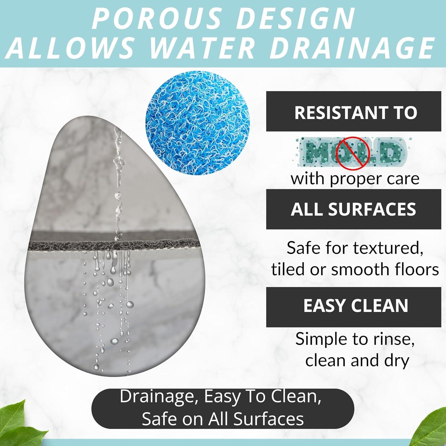 Alfombrilla de Ducha Antideslizante Enkosi 61x41 cm Azul Aqua