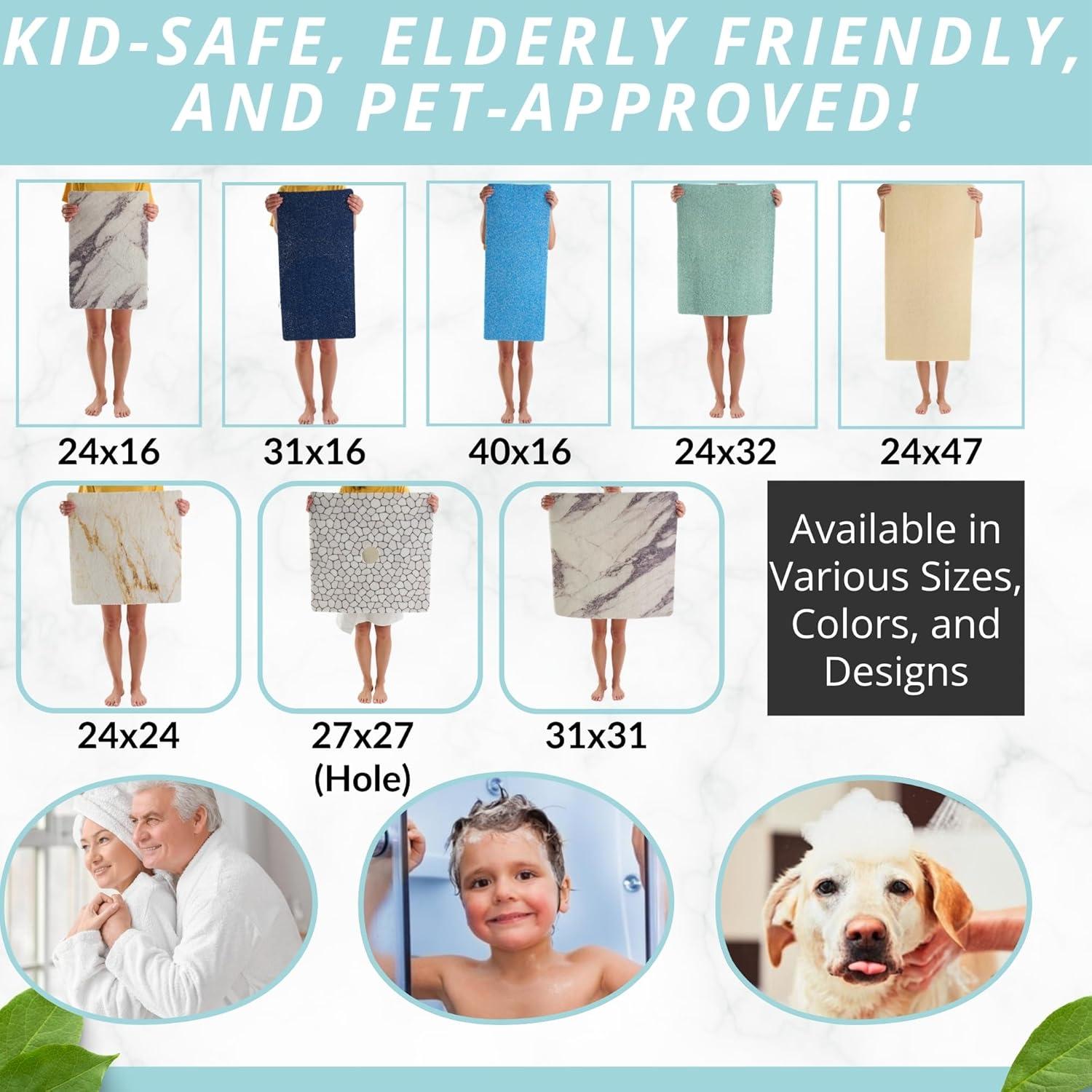 Alfombrilla de Ducha Antideslizante Enkosi 61x41 cm Azul Aqua