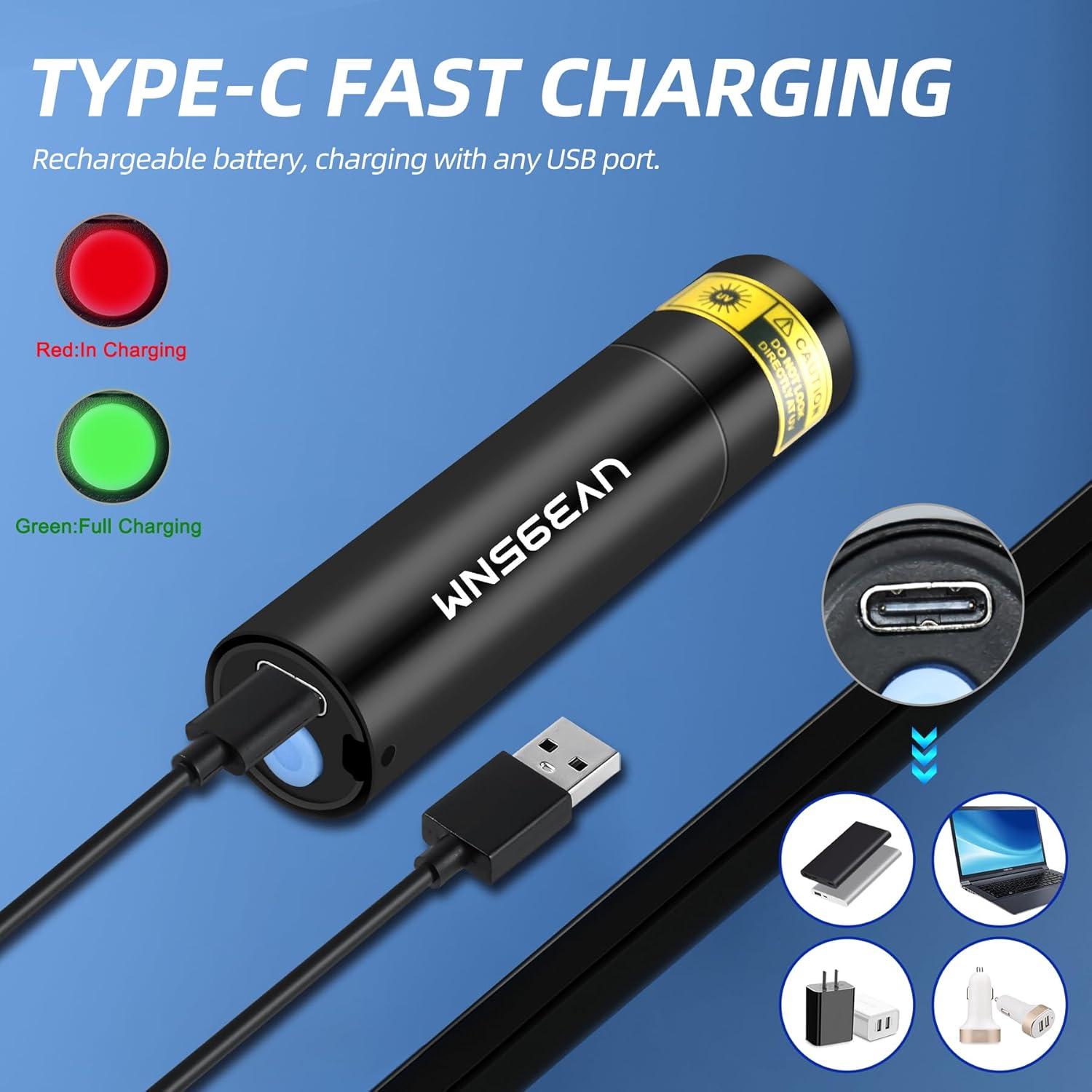 Linterna UV PZZOE 395nm Recargable USB Mini Portátil