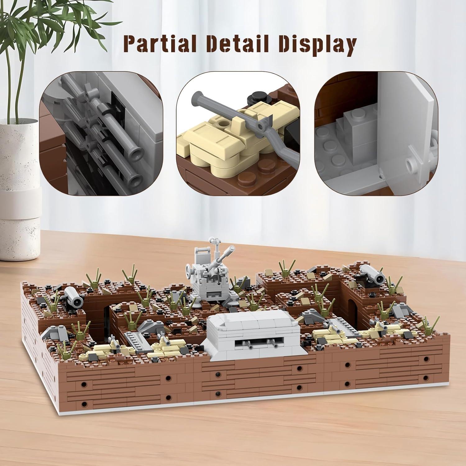 Conjunto de Bloques MOOXI Fortificaciones WWII 1351 Piezas