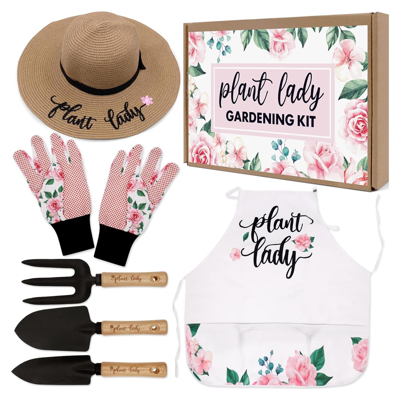 Kit de Jardinería Percozzi para Mujeres con Sombrero y Guantes