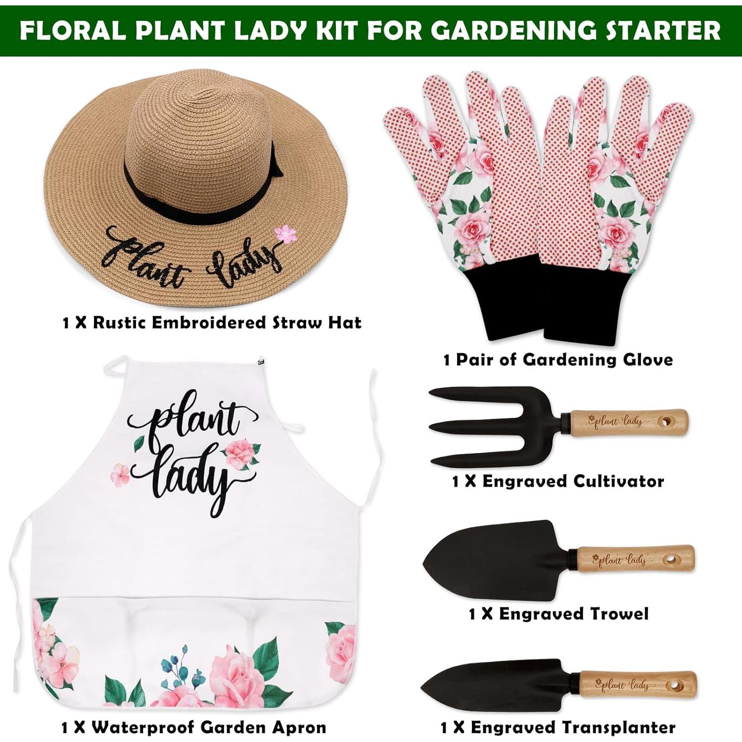 Kit de Jardinería Percozzi para Mujeres con Sombrero y Guantes