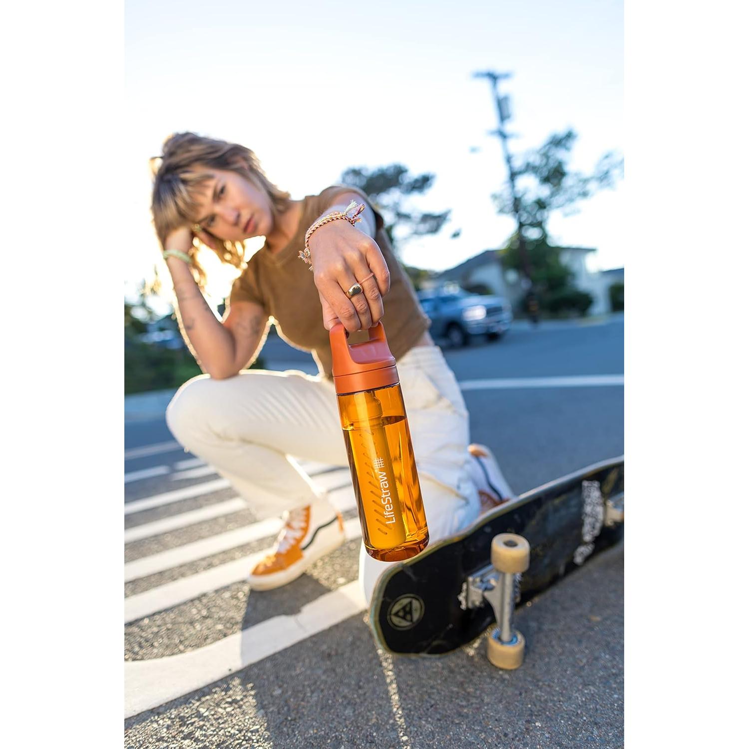 Botella de Filtro LifeStraw Go 650 ml Rosa Libre BPA