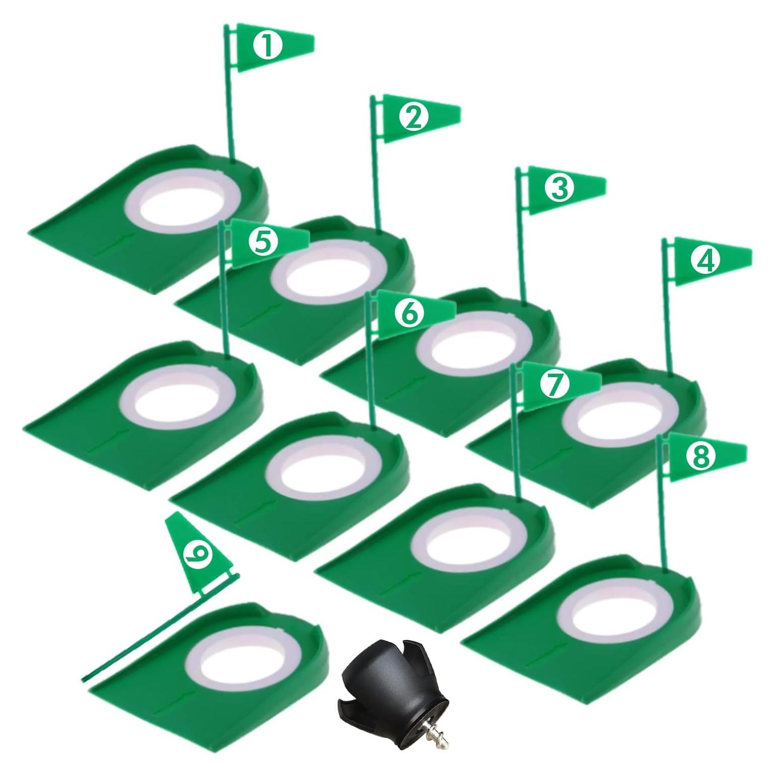 Paquete de 9 tazas de putting de golf Shu-Ran con banderas