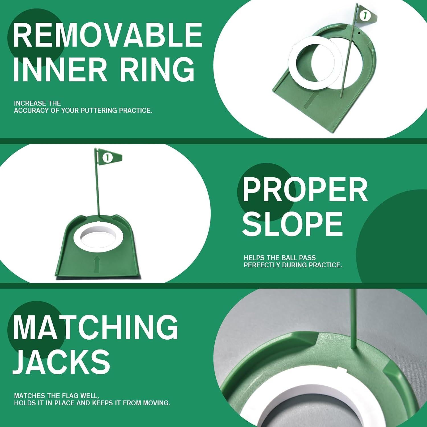 Paquete de 9 tazas de putting de golf Shu-Ran con banderas