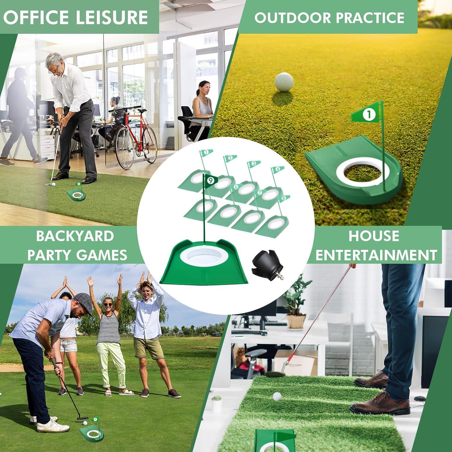 Paquete de 9 tazas de putting de golf Shu-Ran con banderas