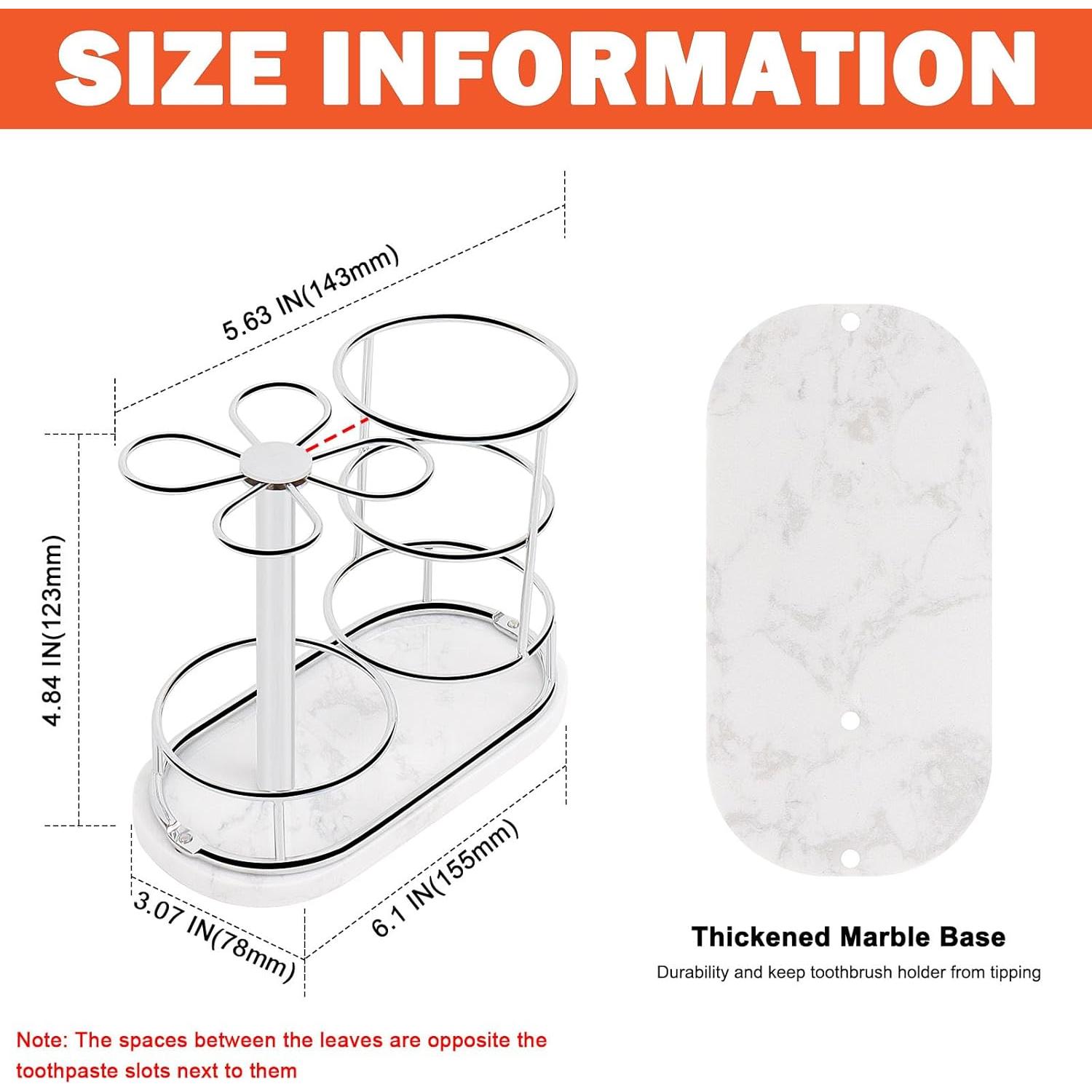 Soporte para Cepillos de Dientes HarJue Mediano Cromado con Mármol