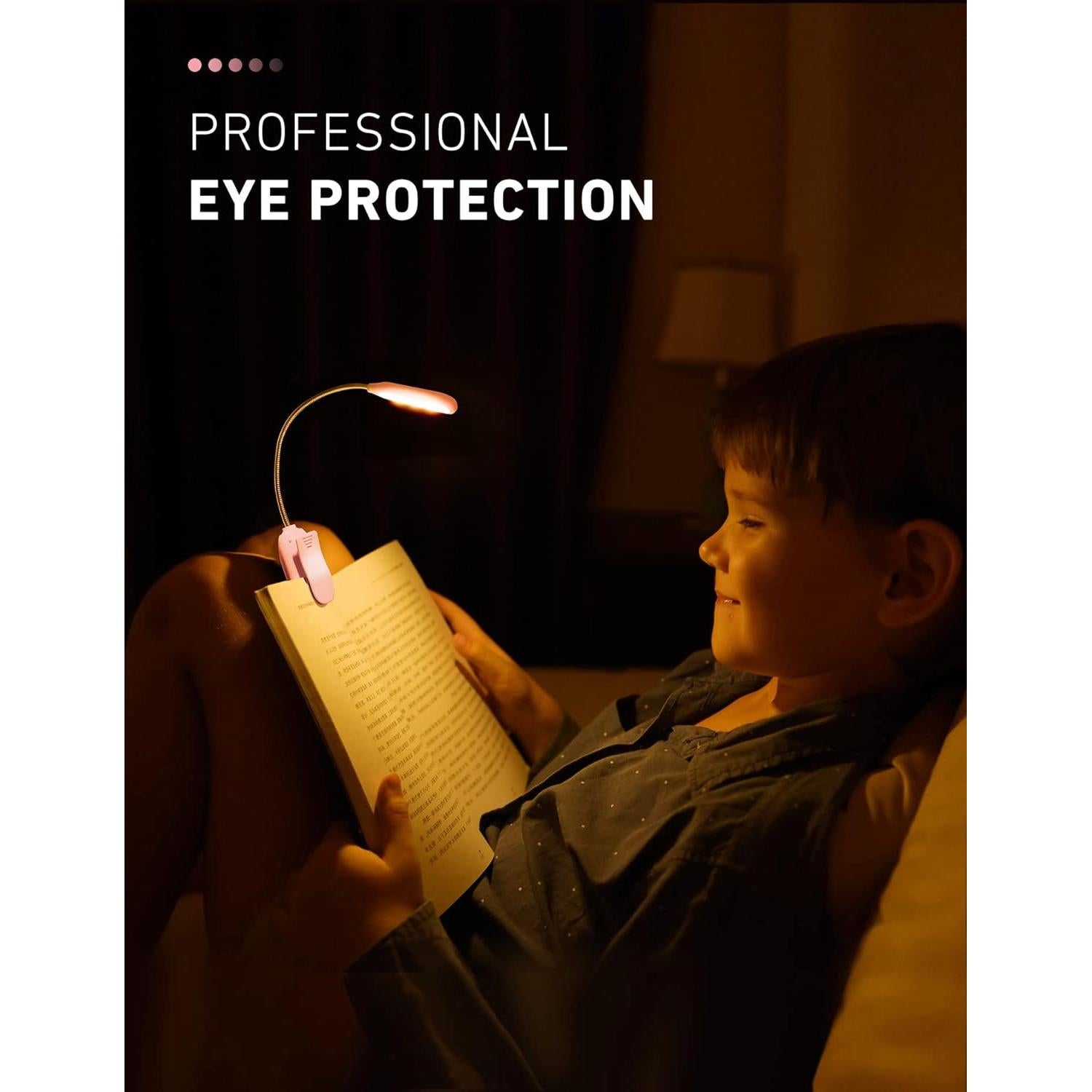 Luz de Libro Recargable Monotremp Rosa 80h 3 Brillos 3 Colores