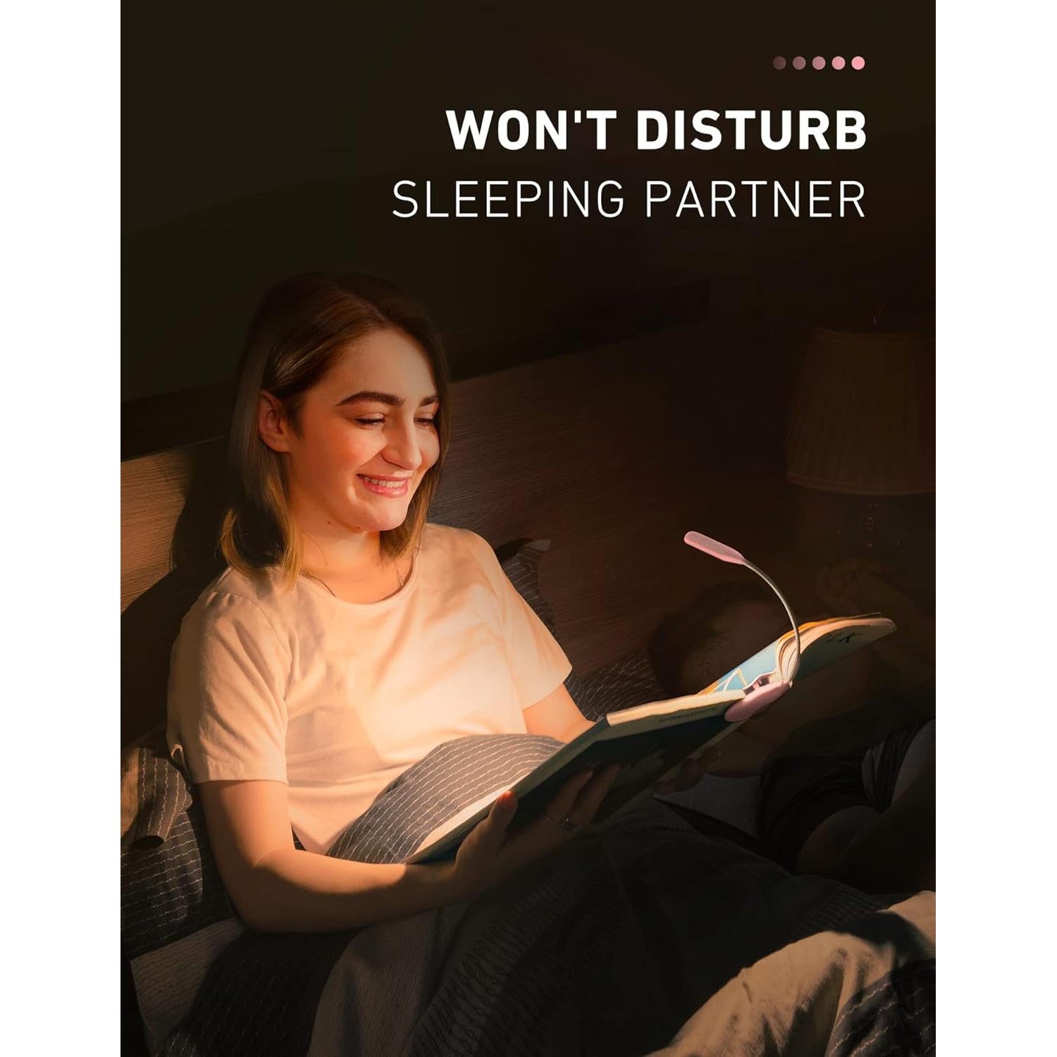 Luz de Libro Recargable Monotremp Rosa 80h 3 Brillos 3 Colores