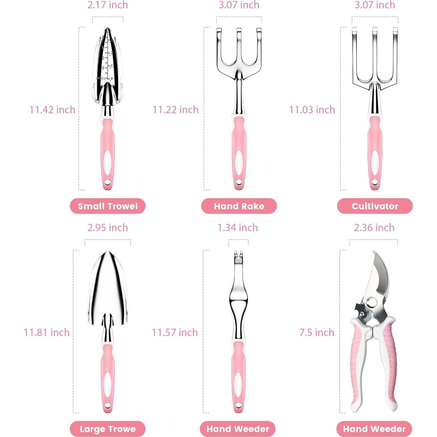 Set de Jardinería AIMORE 8 Piezas con Bolsa Rosa