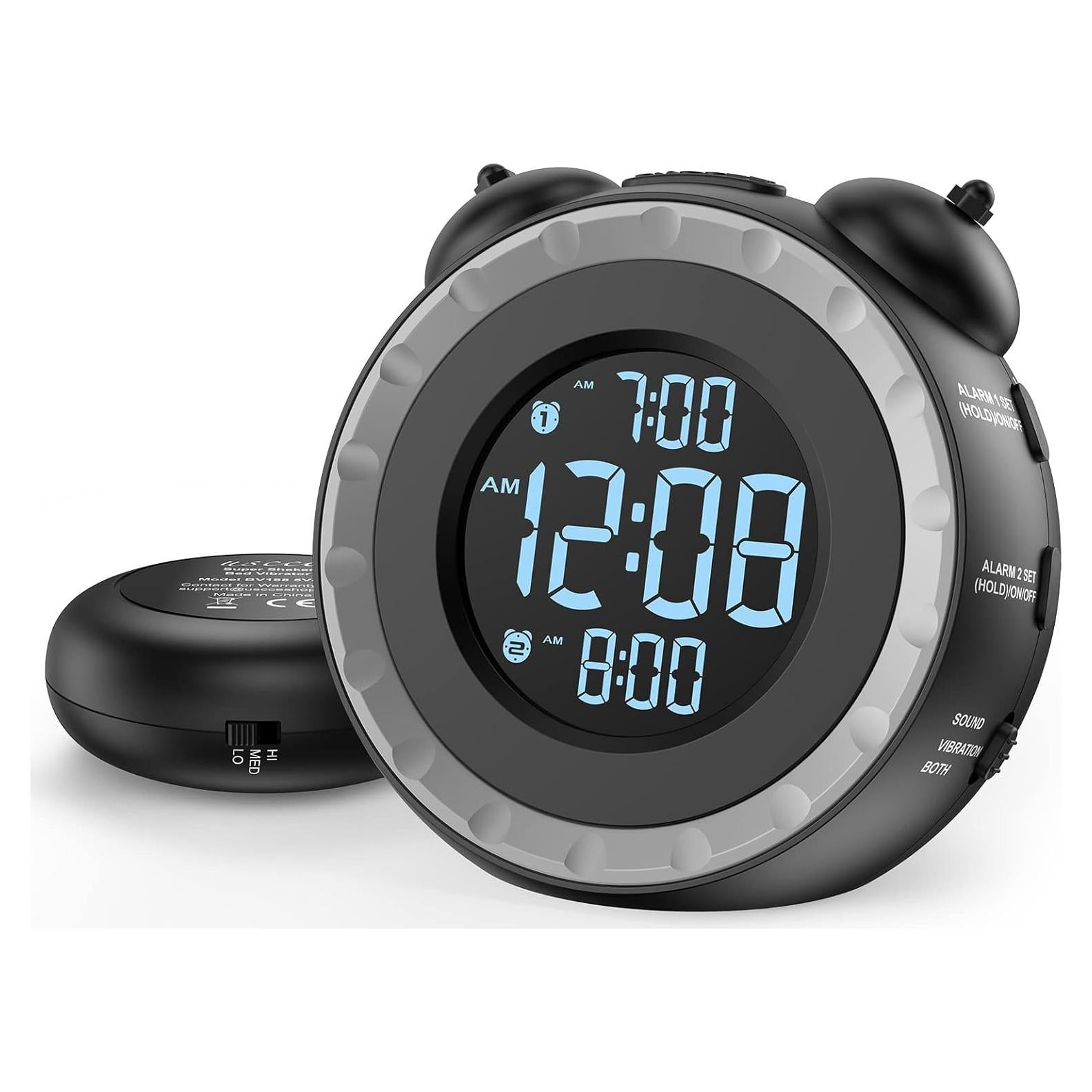 Reloj Despertador Doble USCce con Vibrador y USB Negro