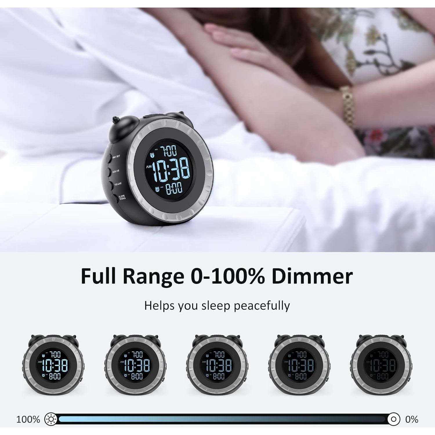 Reloj Despertador Doble USCce con Vibrador y USB Negro