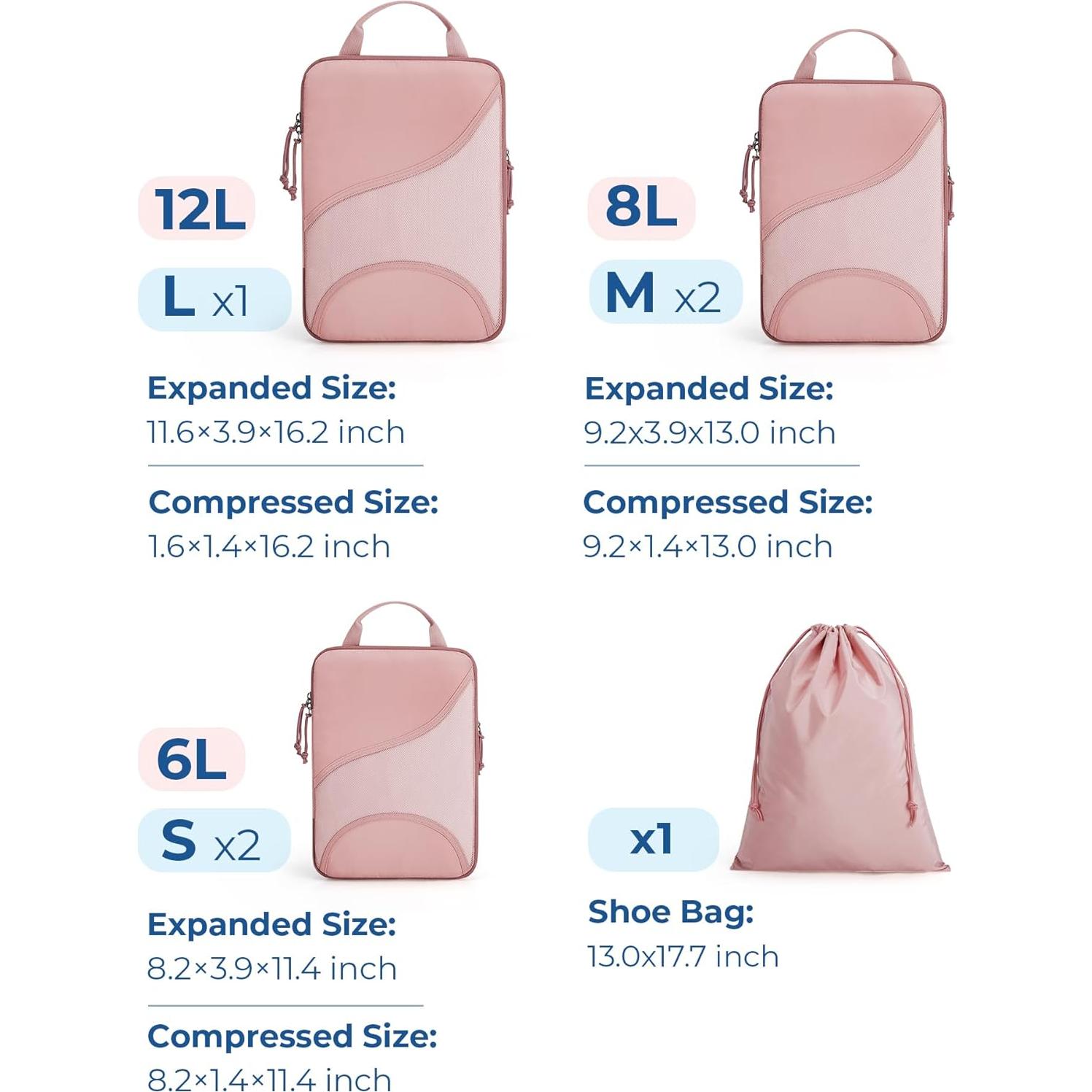 Cubos de Compresión BAGSMART - Set de 6 Organizadores de Maletas