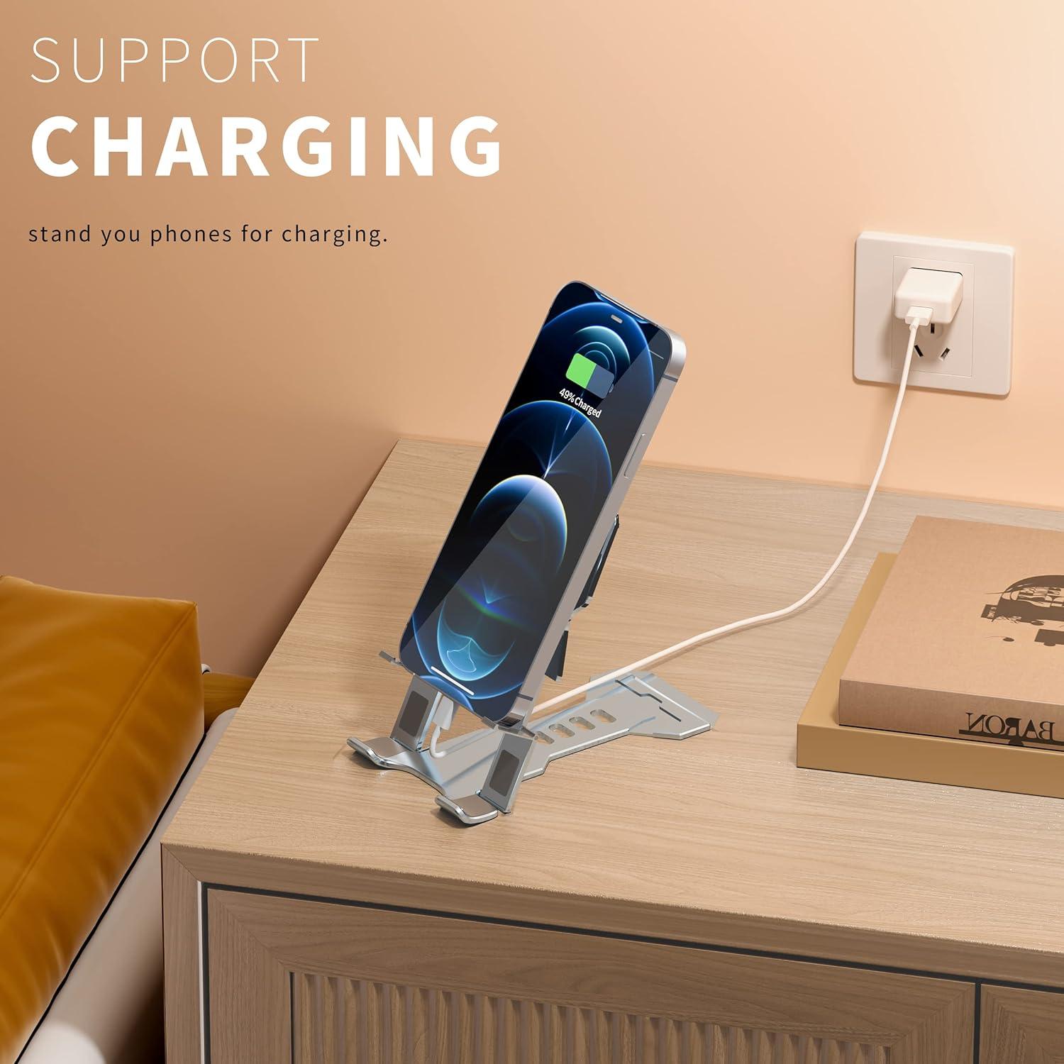 Soporte para Teléfono Móvil Versinan Ajustable Gris - Plegable y Antideslizante