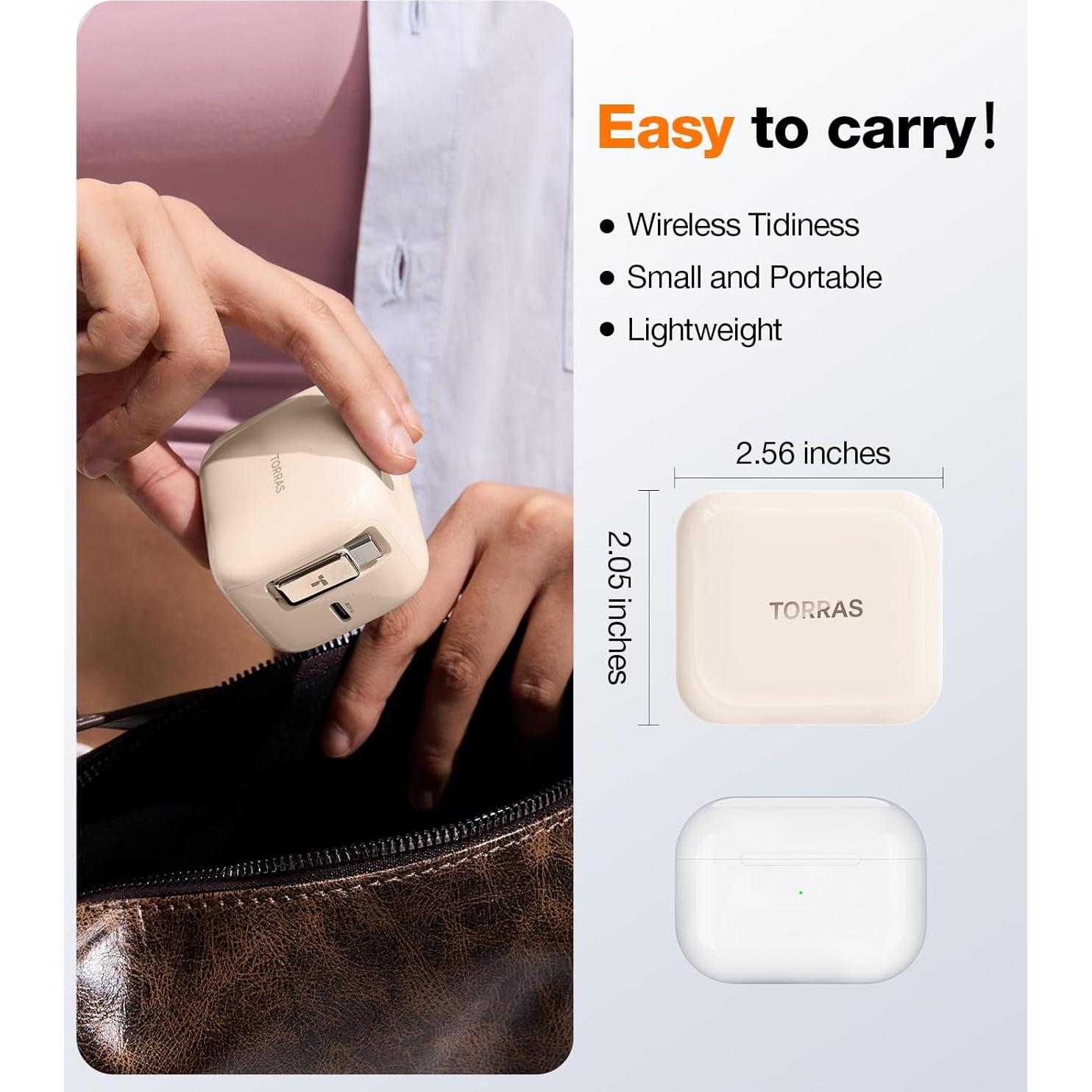 Cargador USB C TORRAS 40W con Cable Retráctil Dorado Rosa