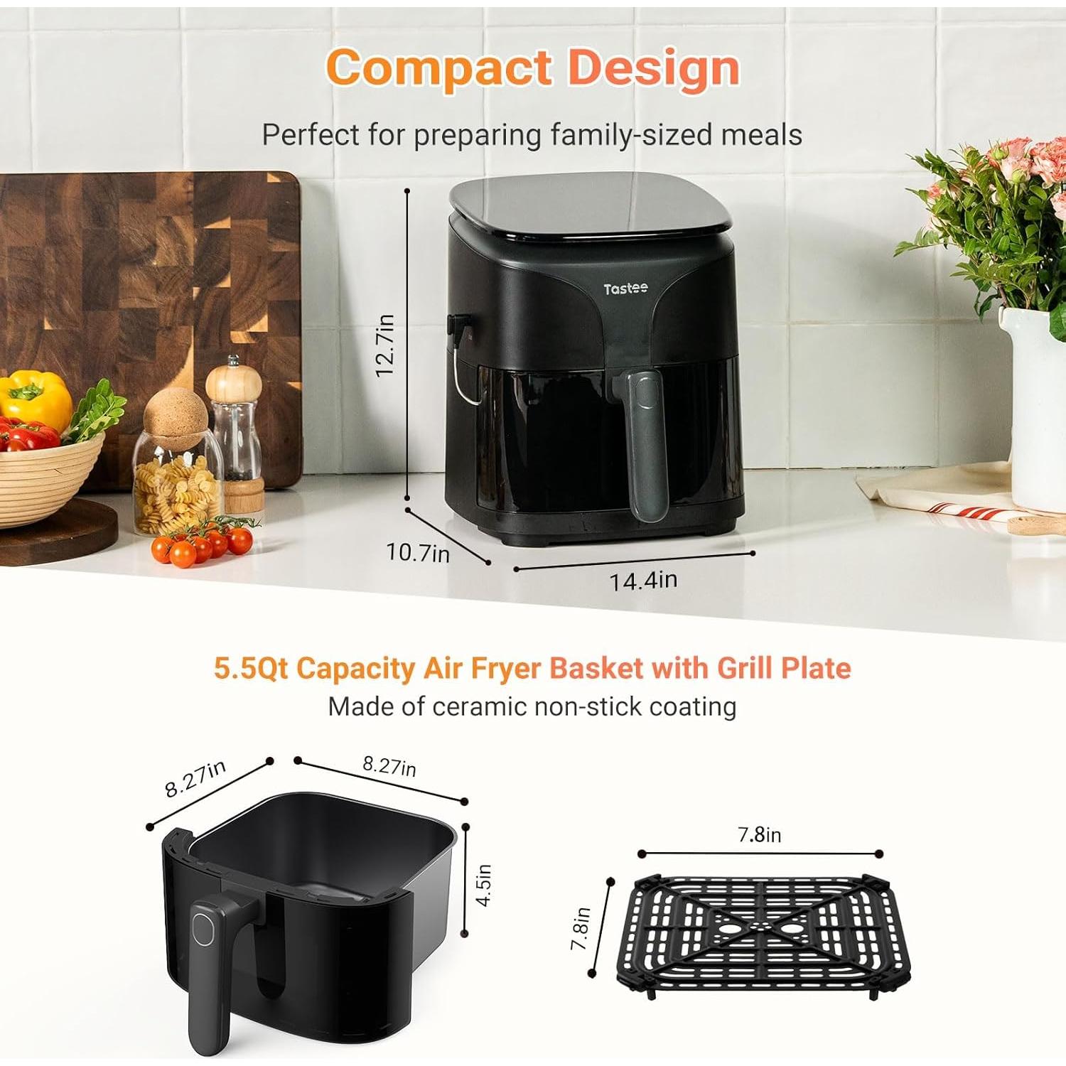 Freidora de Aire Cerámica Tastee 5.5QT Digital 8-en-1