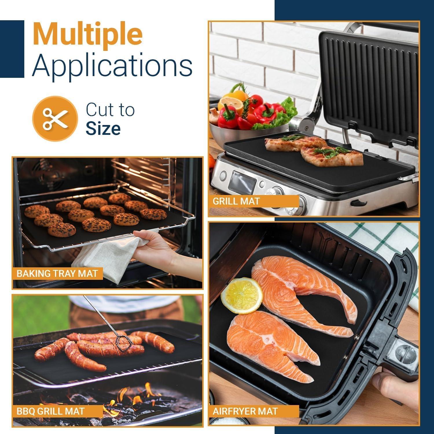 Oven Liners for Bottom of Oven - Large Heavy Duty Mats, 17” x 75” Non-Stick Reusable Liner for Electric, Gas, Toasters, Grills - BPA & PFOA Free Kitchen Accessory to Keep It Clean (Black)