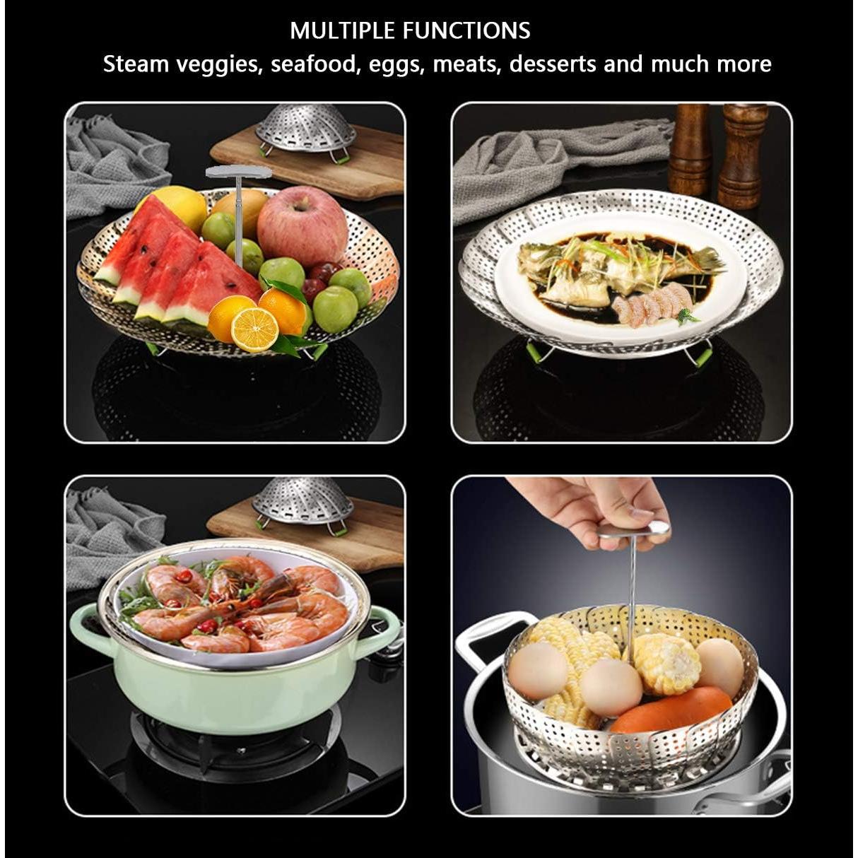 Cesta de Vapor Plegable LCPUD 5.5 a 9 Pulgadas Acero Inoxidable