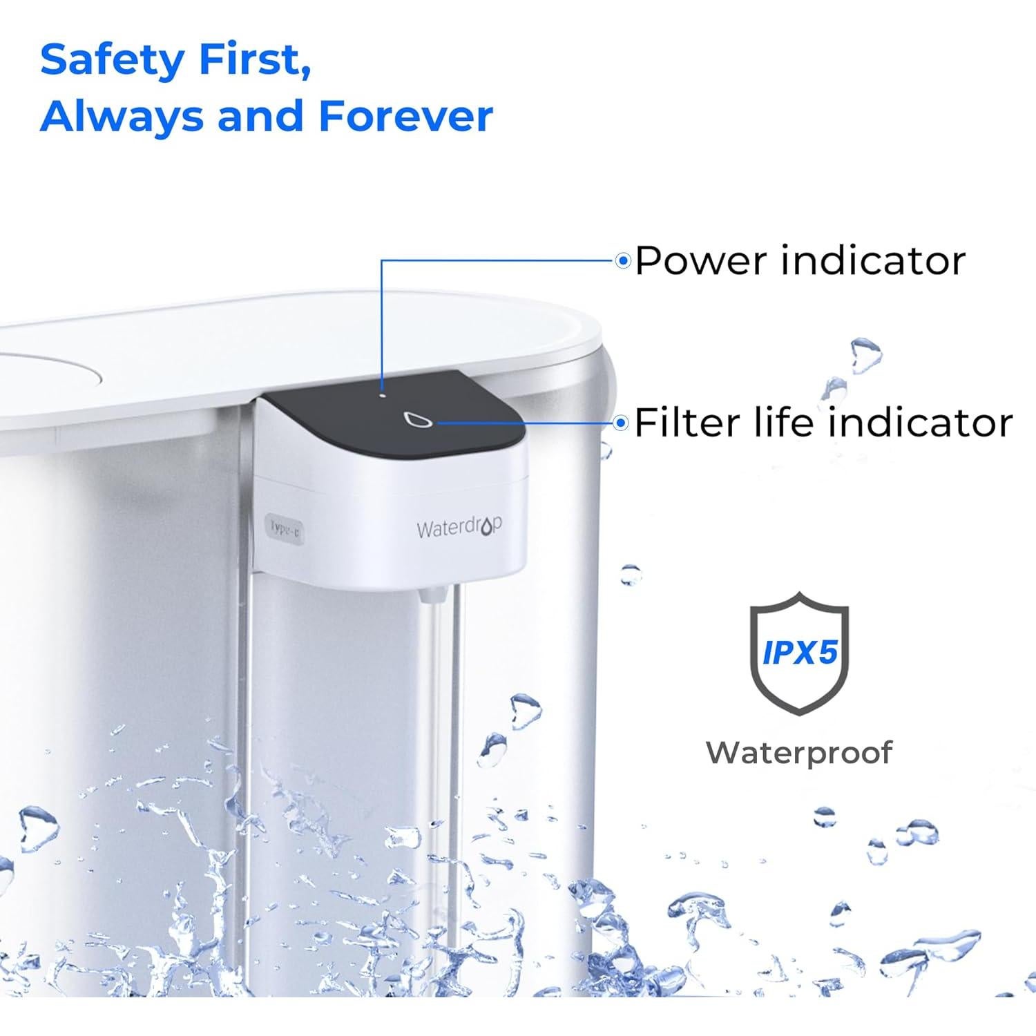 Jarra Filtro Agua Eléctrica Waterdrop 14 Tazas Blanca