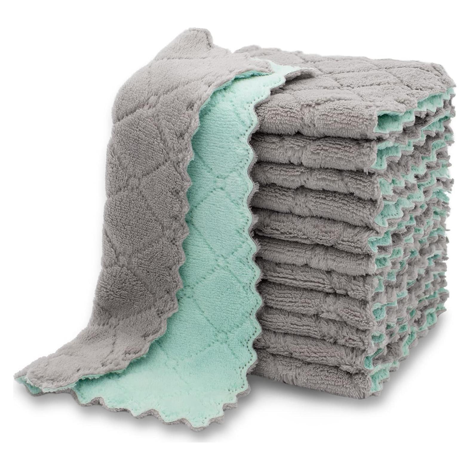 Toallas de Cocina Kimteny 12 Piezas Coral Velvet Verde-Gris