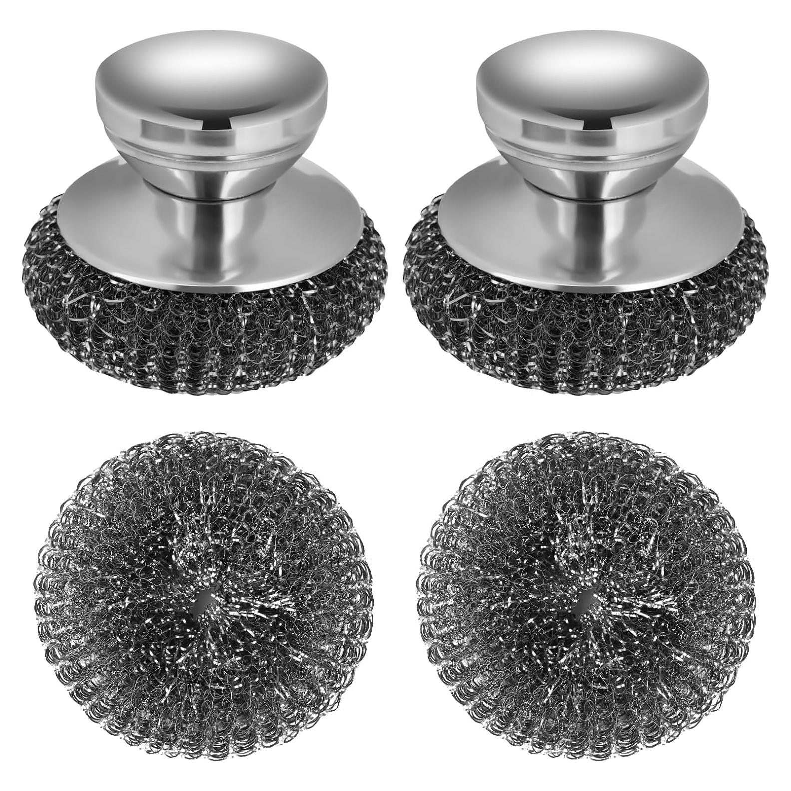 Estropajos de Acero Inoxidable Onewly 2 Pack con Mango Ergonómico