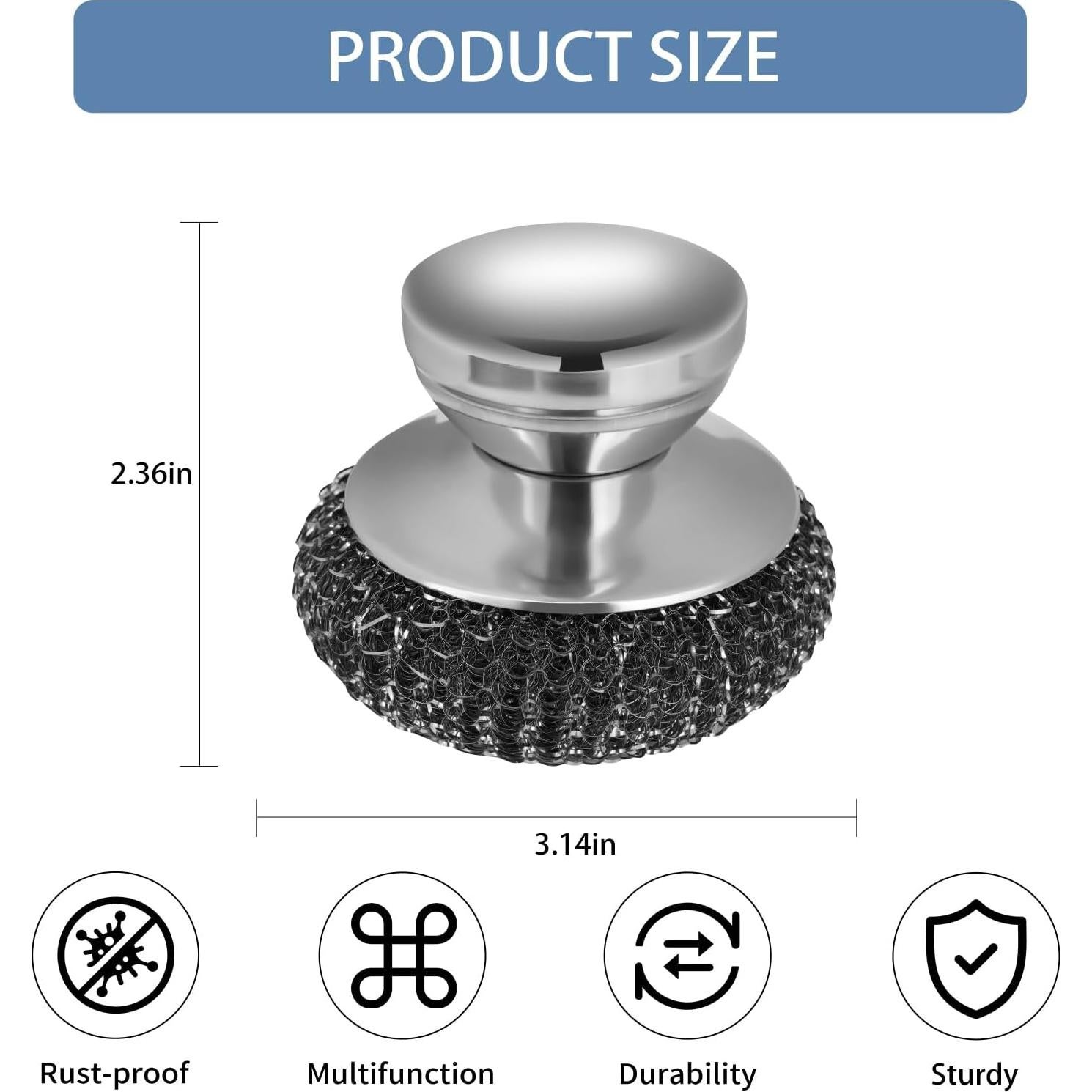 Estropajos de Acero Inoxidable Onewly 2 Pack con Mango Ergonómico
