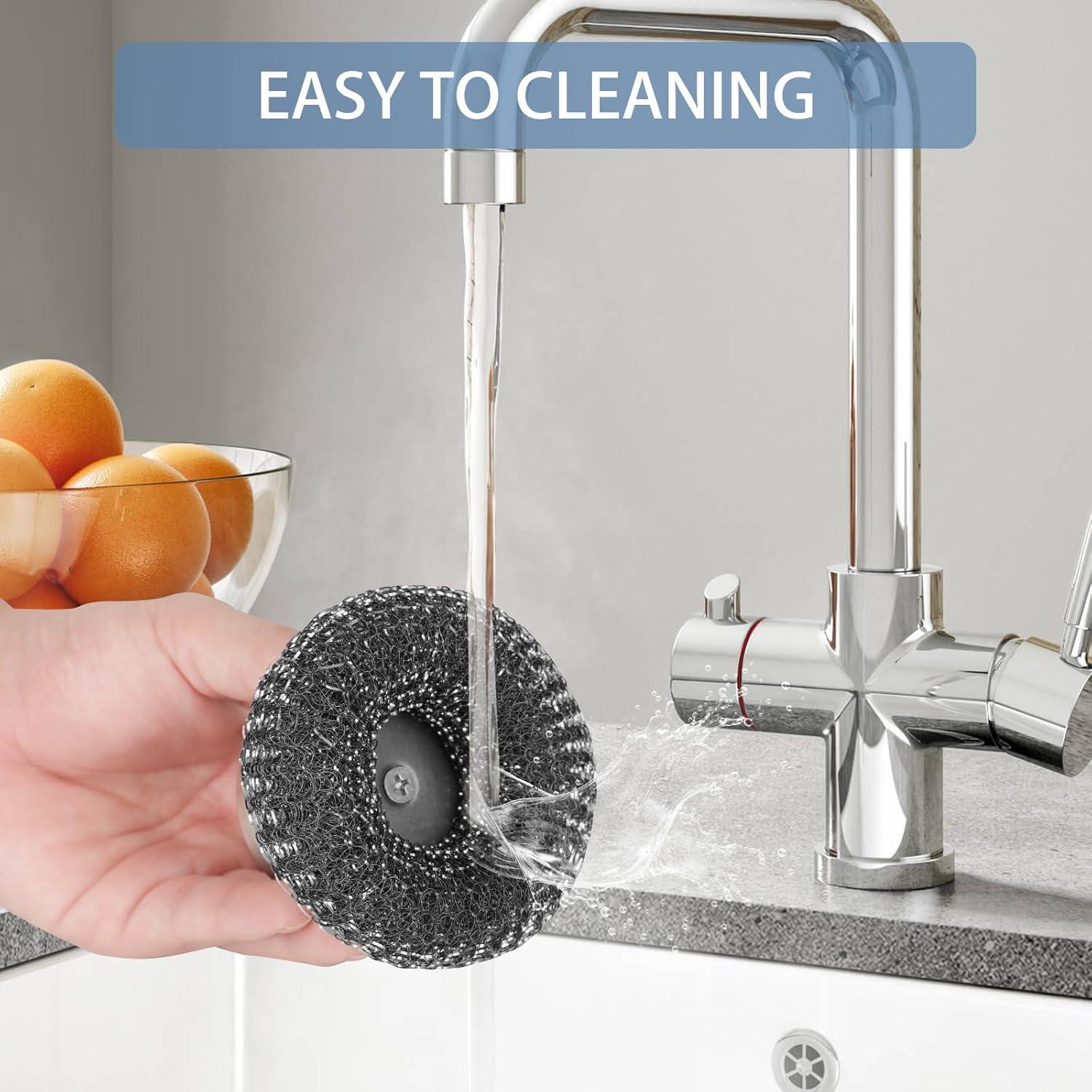 Estropajos de Acero Inoxidable Onewly 2 Pack con Mango Ergonómico