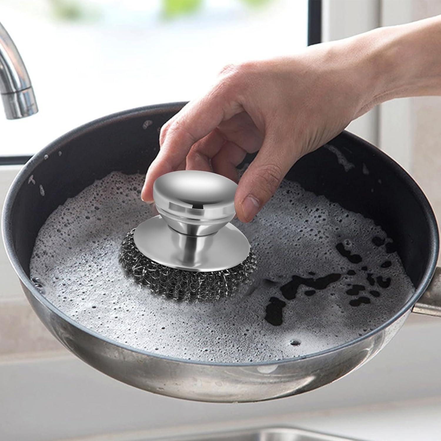 Estropajos de Acero Inoxidable Onewly 2 Pack con Mango Ergonómico