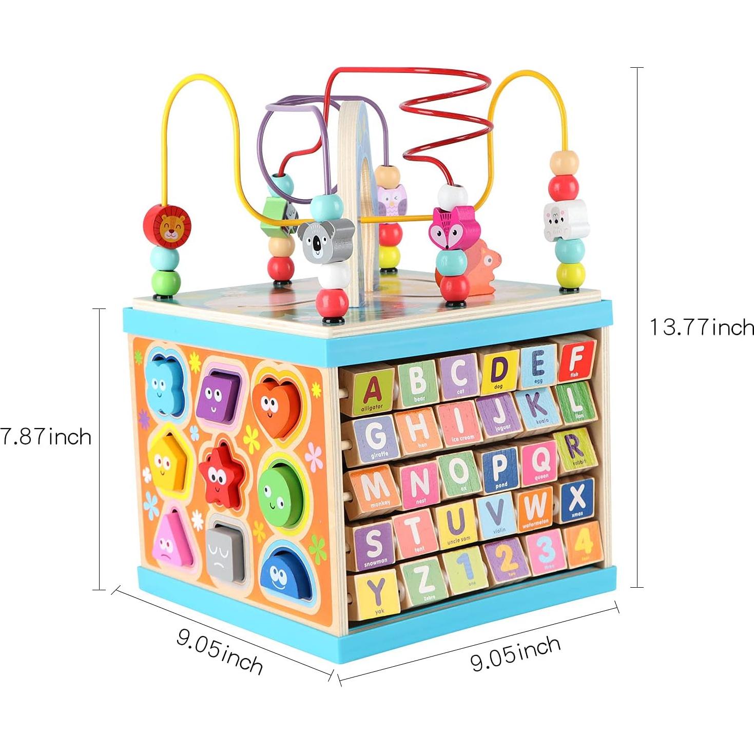 Cubo de Actividades de Madera Qilay 5 en 1 para Niños