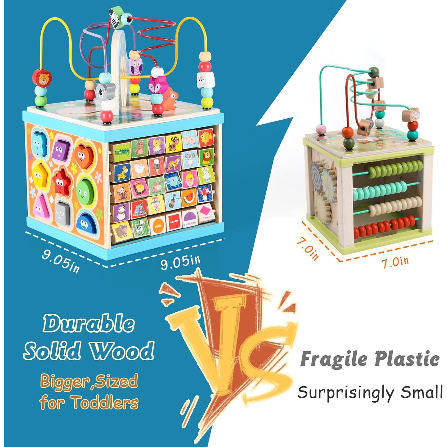 Cubo de Actividades de Madera Qilay 5 en 1 para Niños