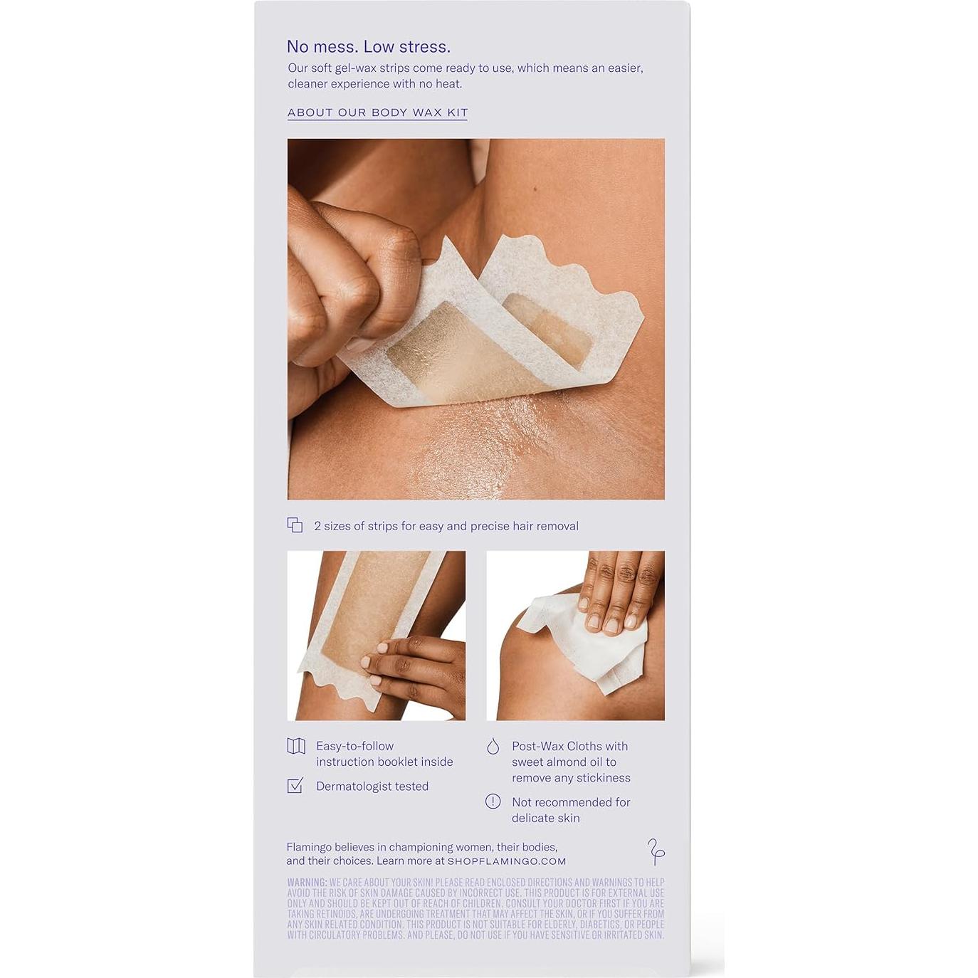 Kit de Cera para Depilación Corporal Flamingo - 56 Tiras