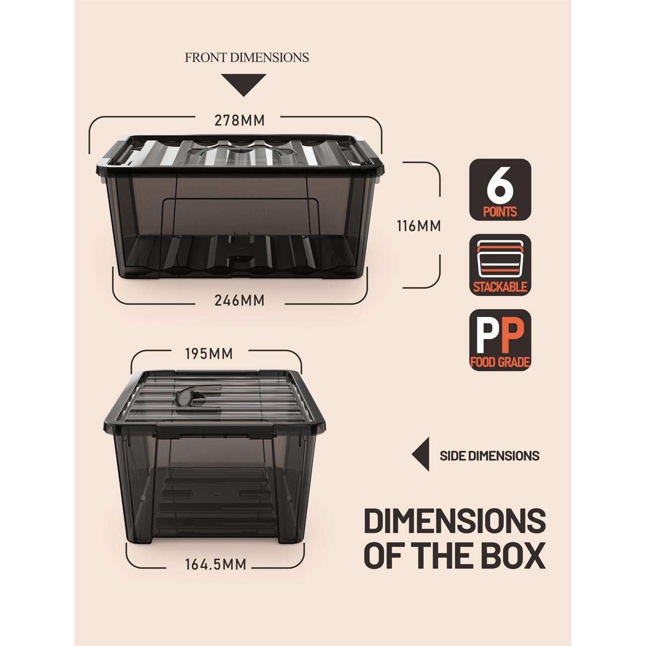 Contenedor de Almacenamiento WYT 6 Unidades 5 Cuartos Plástico Negro