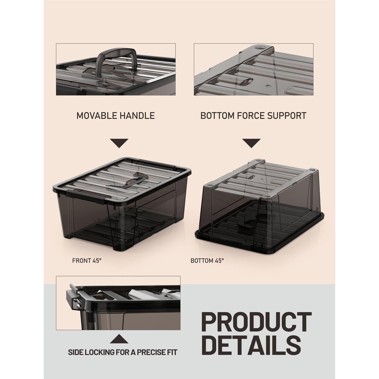 Contenedor de Almacenamiento WYT 6 Unidades 5 Cuartos Plástico Negro