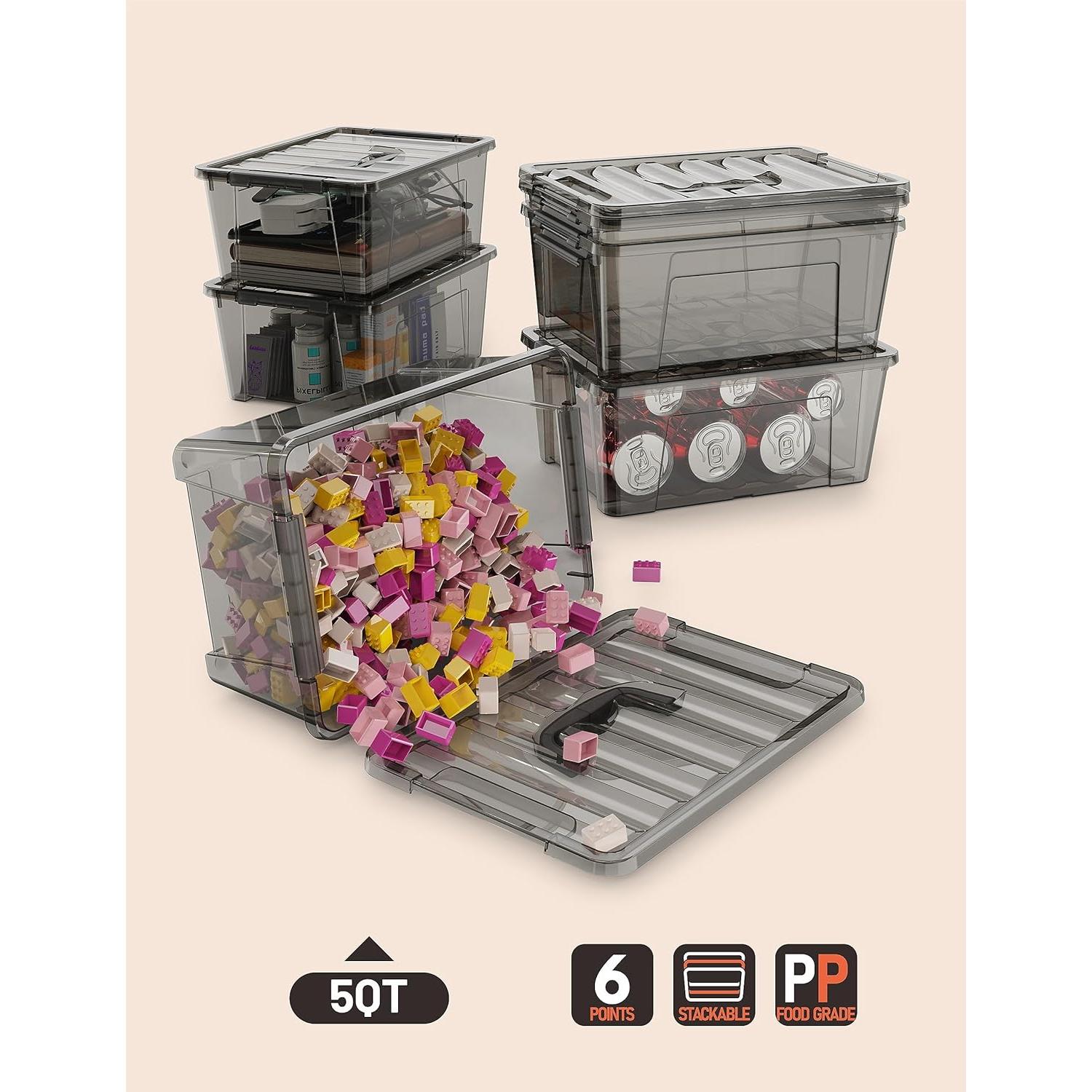 Contenedor de Almacenamiento WYT 6 Unidades 5 Cuartos Plástico Negro