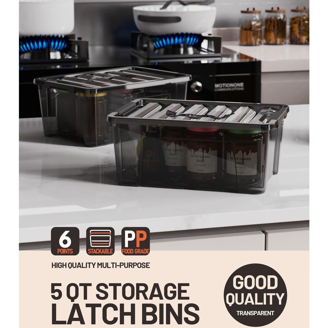 Contenedor de Almacenamiento WYT 6 Unidades 5 Cuartos Plástico Negro