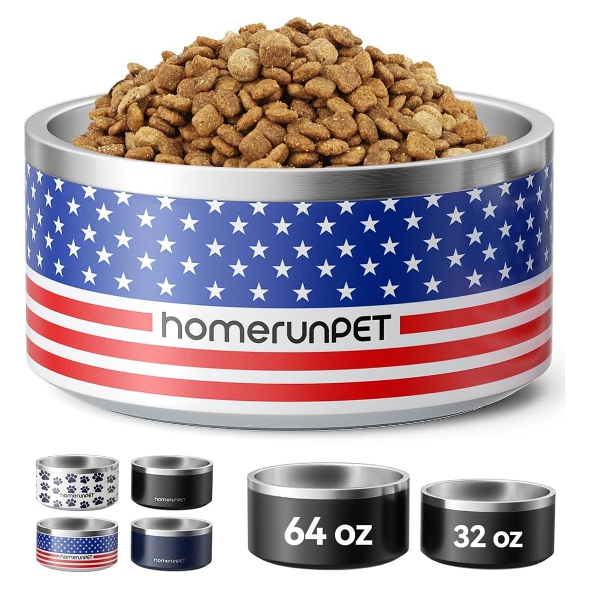 Tazón para Perros HomeRunPet Acero Inoxidable 32oz Antideslizante