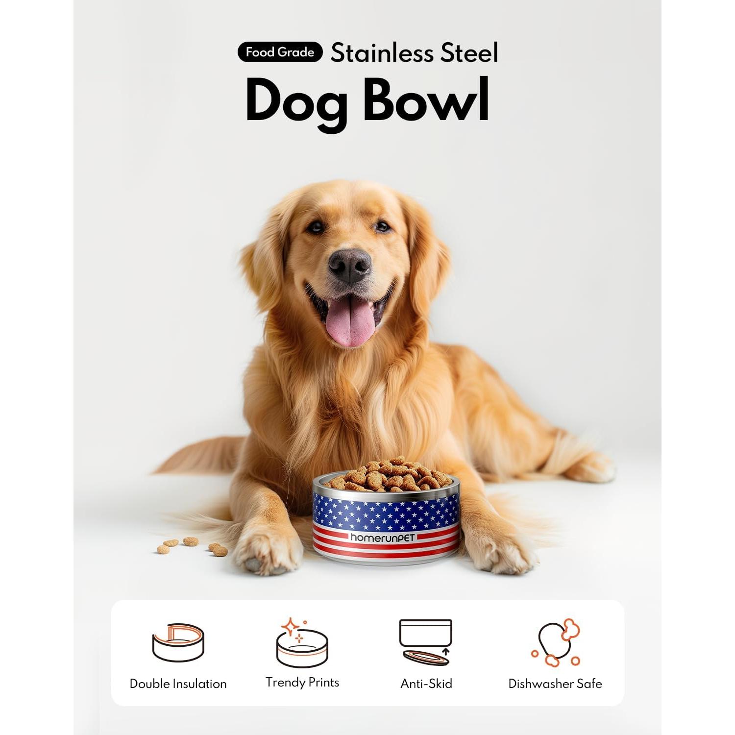 Tazón para Perros HomeRunPet Acero Inoxidable 32oz Antideslizante