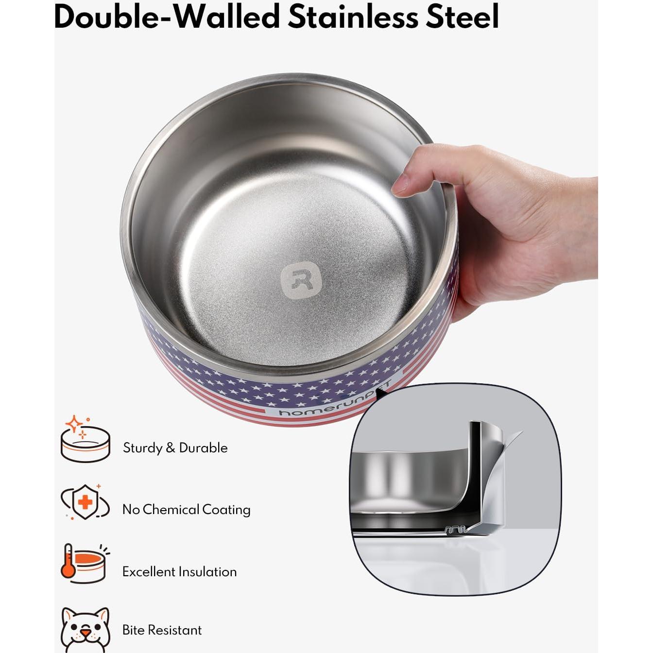 Tazón para Perros HomeRunPet Acero Inoxidable 32oz Antideslizante
