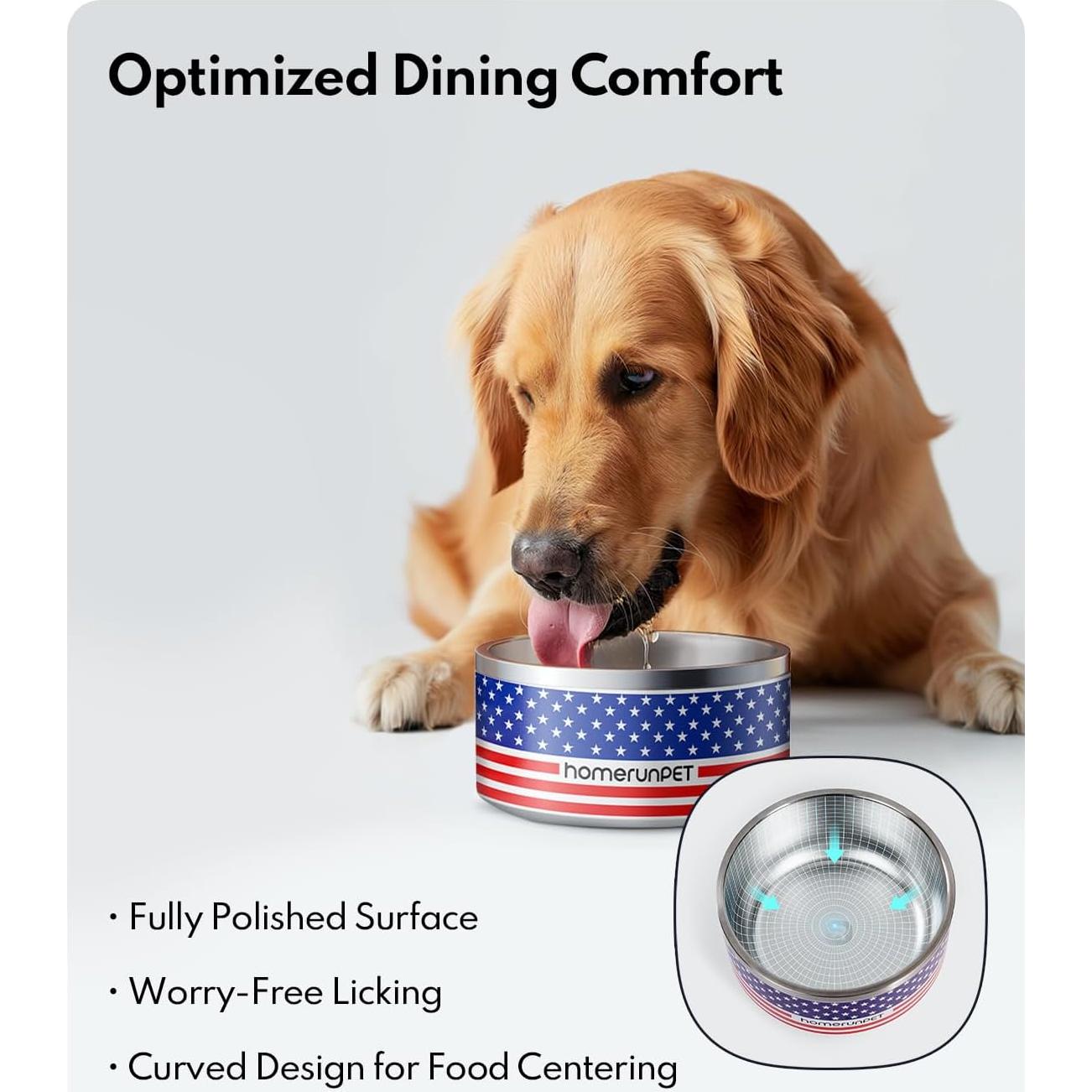 Tazón para Perros HomeRunPet Acero Inoxidable 32oz Antideslizante