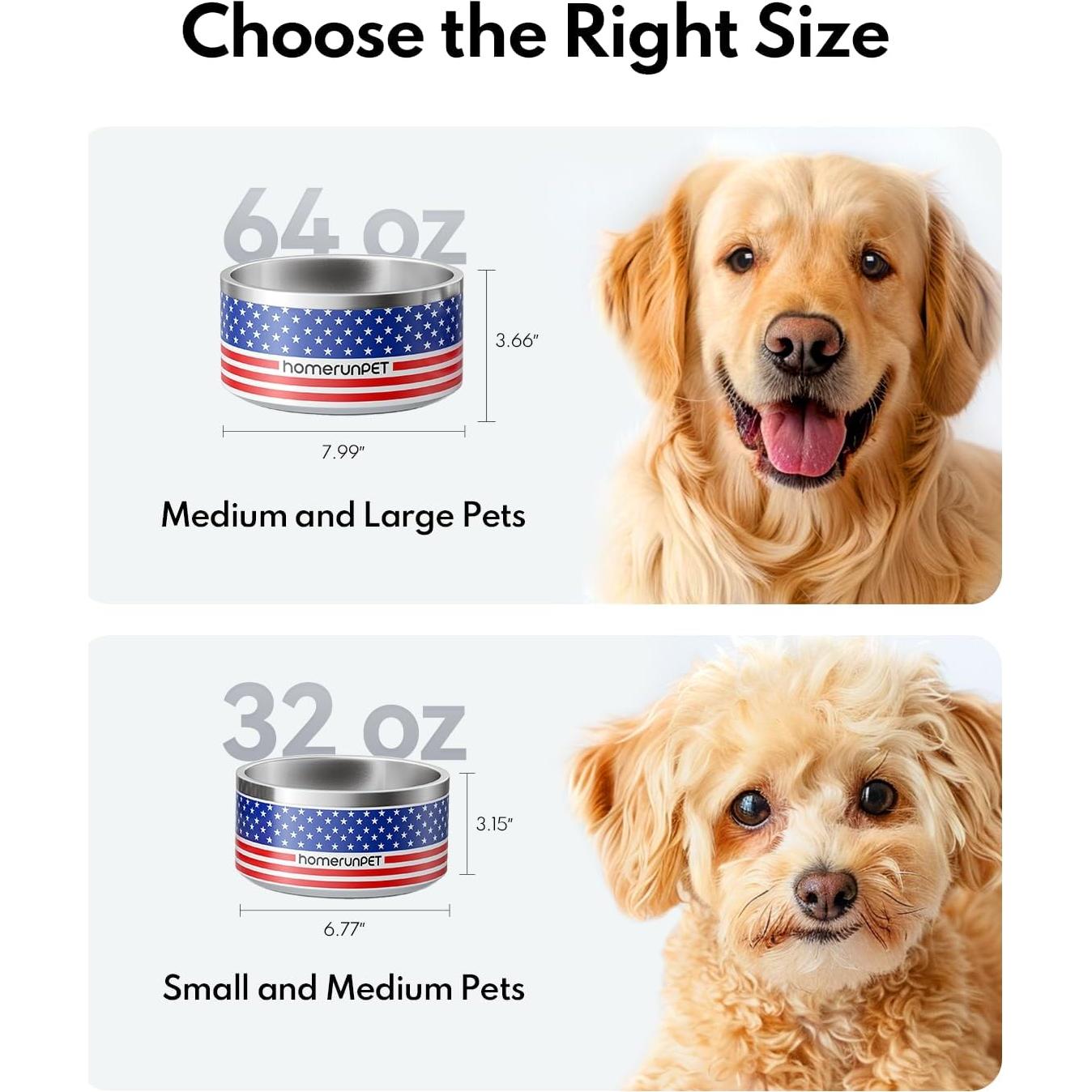 Tazón para Perros HomeRunPet Acero Inoxidable 32oz Antideslizante