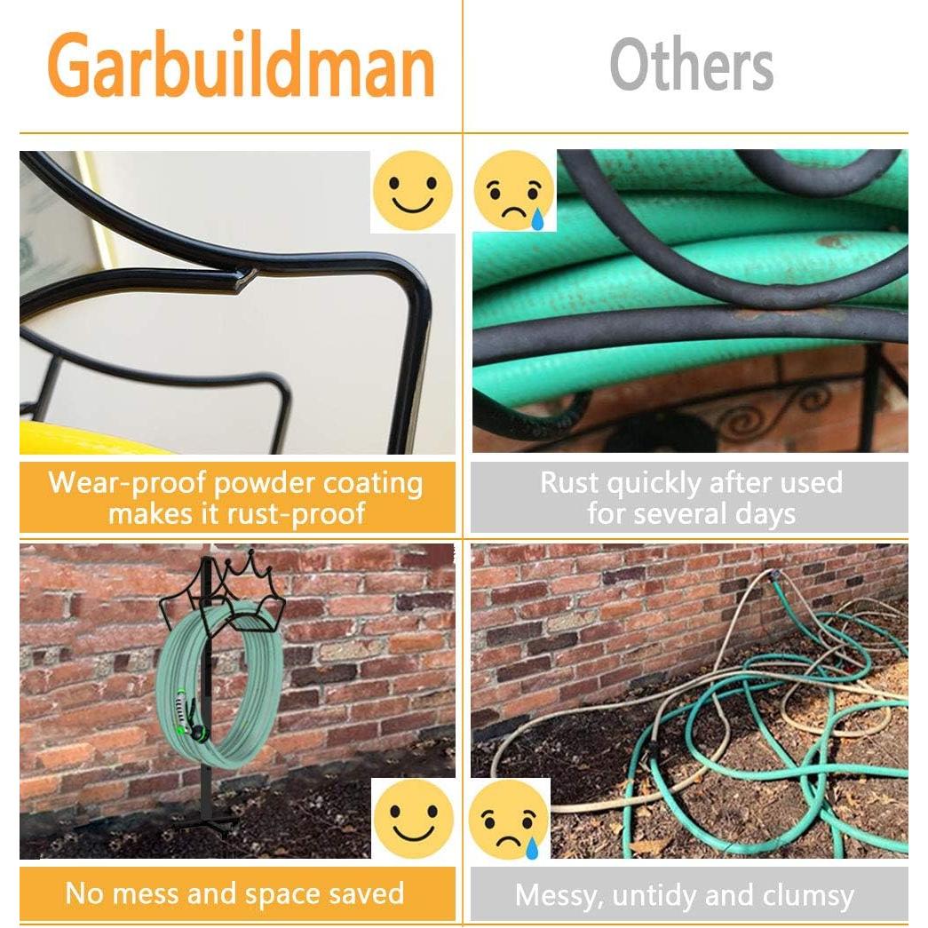 Soporte de Manguera de Jardín Garbuildman - Metal Negro 112.2 cm